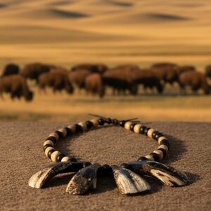 Buffalo Tooth Hunter's Necklace Native American Tribal Style